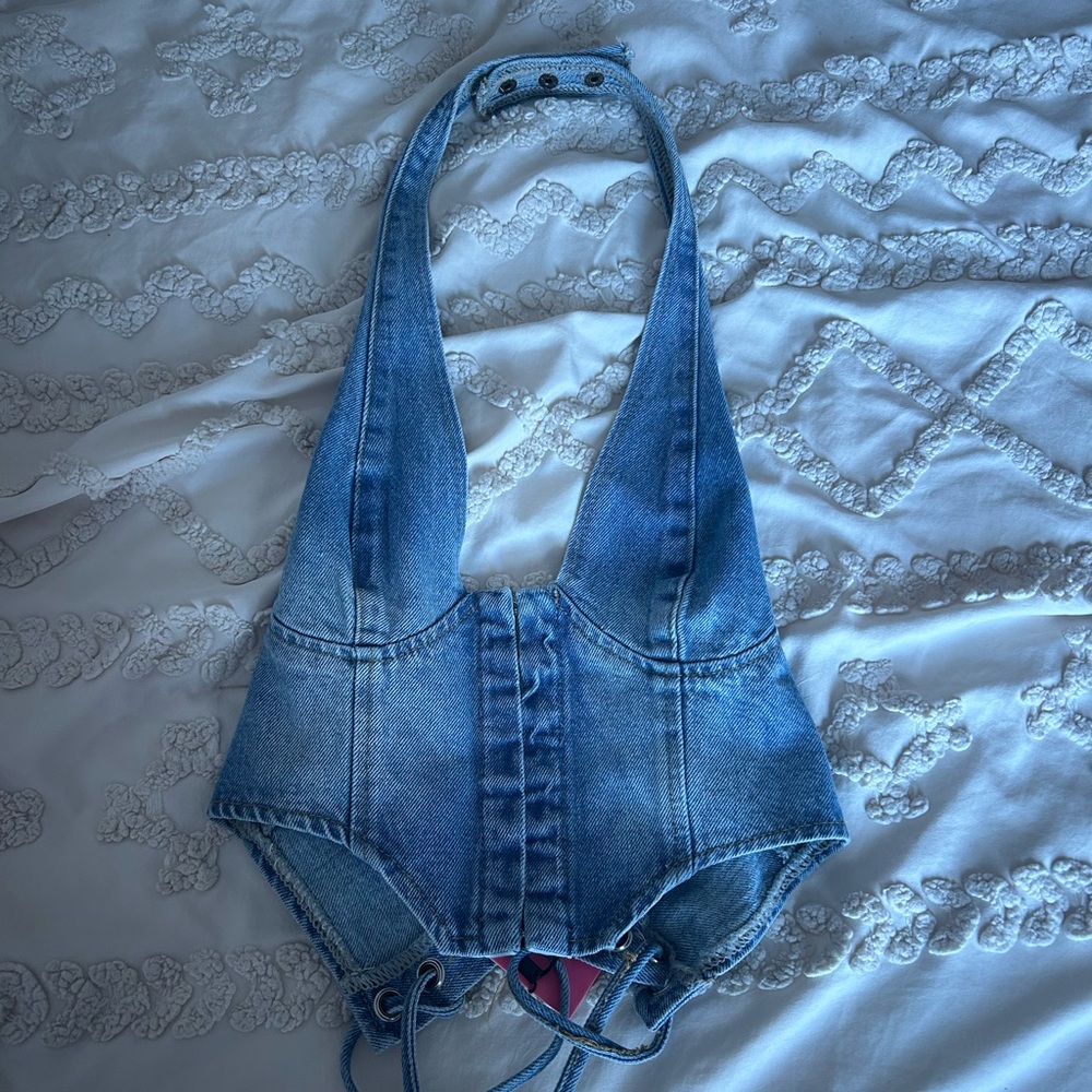 Edikted Denim Corset Top